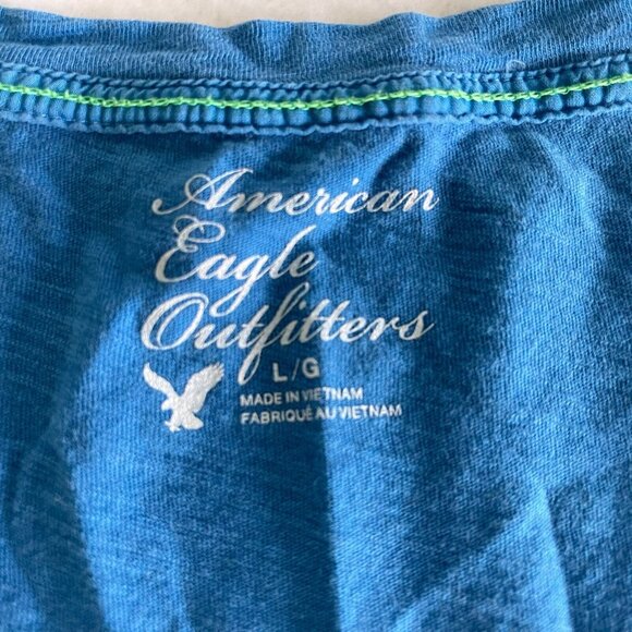 American Eagle Shirt Size Large Lot 2 Blue Thin Short Sleeve Logo Graphic - Picture 8 of 14